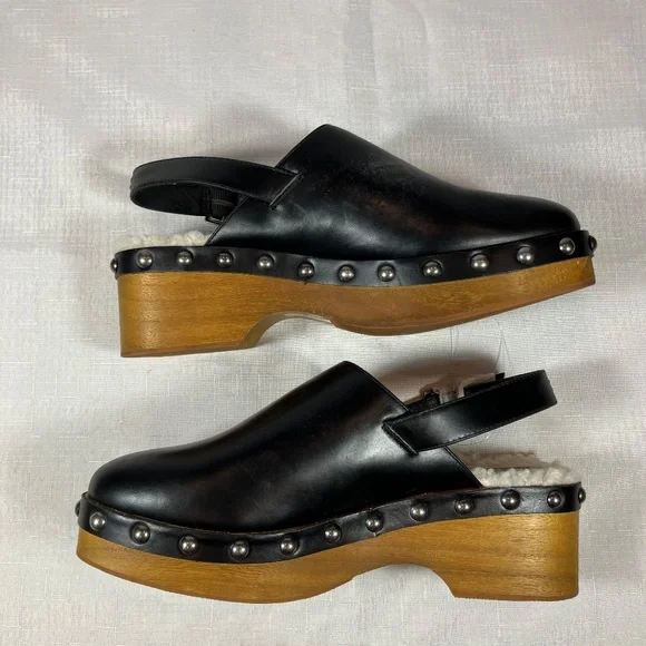 NWT Kelsi Dagger Brooklyn Warehouse Slingback Leather Clogs, Black, Size 10 - Picture 9 of 11